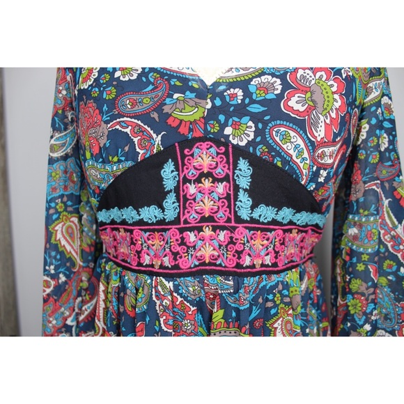 Flying Tomato Boho Paisley Floral Feminine Fit Dress XSMALL Preowned - Picture 5 of 9
